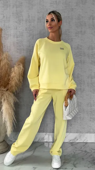 Żółty dres MIN MIN bluza + spodnie one size - R666B