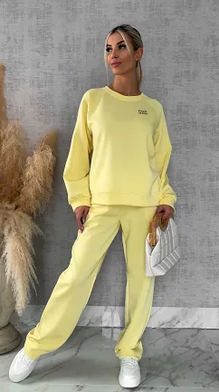 Żółty dres MIN MIN bluza + spodnie one size - R666B