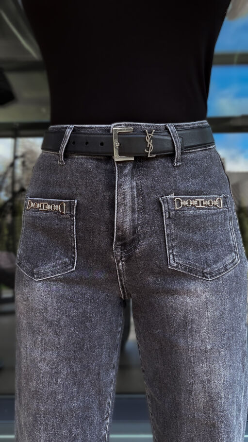 Szare spodnie jeansowe WIDE LEG FIT bardzo elastyczne - R237