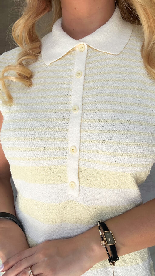 Sukienka polo w żółte paski FROTTE one size - P256B