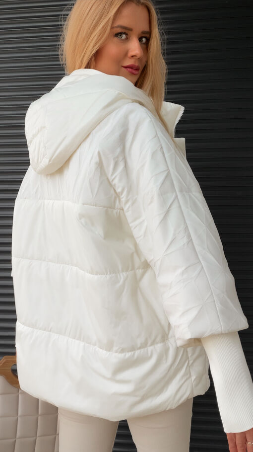 Oryginalna parka z modnymi rękawami i pikowaniem OFF WHITE - S307A