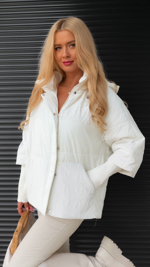 Oryginalna parka z modnymi rękawami i pikowaniem OFF WHITE - S307A
