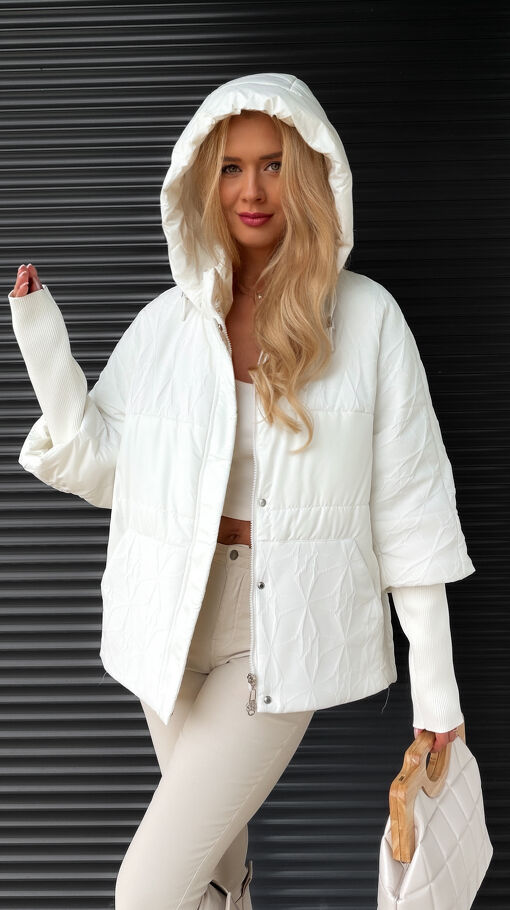 Oryginalna parka z modnymi rękawami i pikowaniem OFF WHITE - S307A