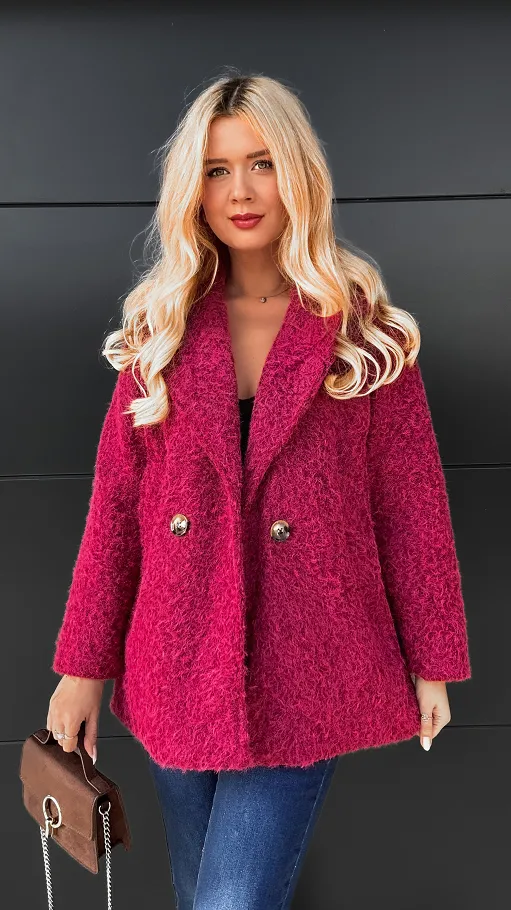 Klasyczny płaszcz na jesień BORDO one size - R113A