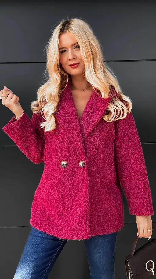 Klasyczny płaszcz na jesień BORDO one size - R113A