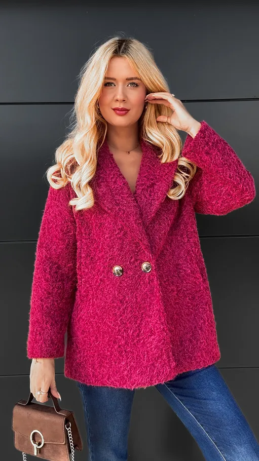 Klasyczny płaszcz na jesień BORDO one size - R113A