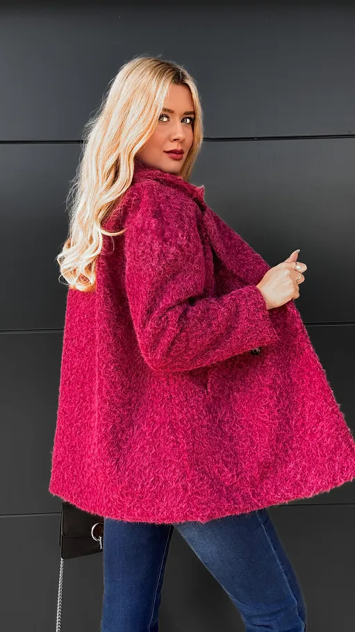 Klasyczny płaszcz na jesień BORDO one size - R113A