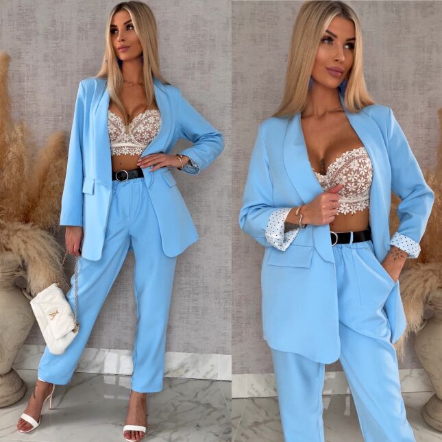 Elegancka wiosenna marynarka z podszewką w groszki BLUE one size - R670