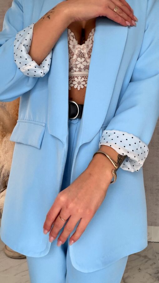 Elegancka wiosenna marynarka z podszewką w groszki BLUE one size - R670