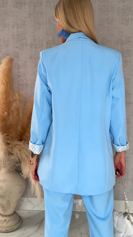 Elegancka wiosenna marynarka z podszewką w groszki BLUE one size - R670