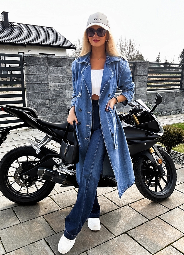 Jeansowy TRENCZ na wiosnę BLUE JEANS - M791