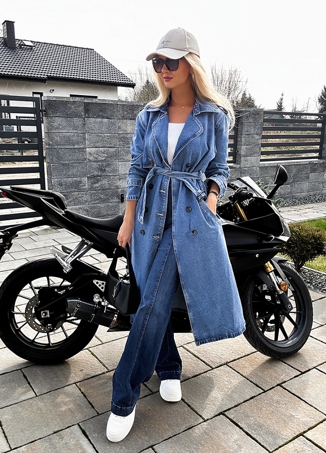 Jeansowy TRENCZ na wiosnę BLUE JEANS - M791