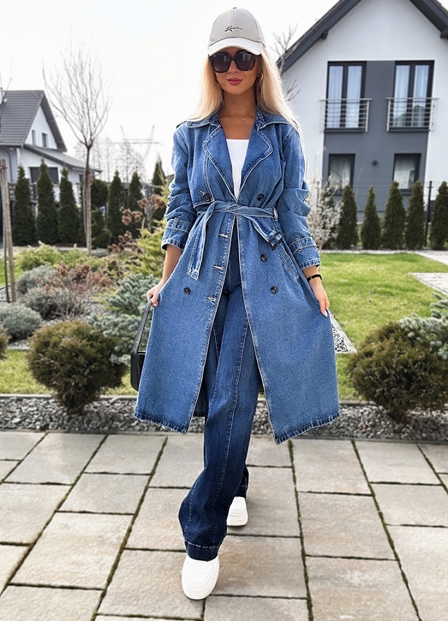 Jeansowy TRENCZ na wiosnę BLUE JEANS - M791