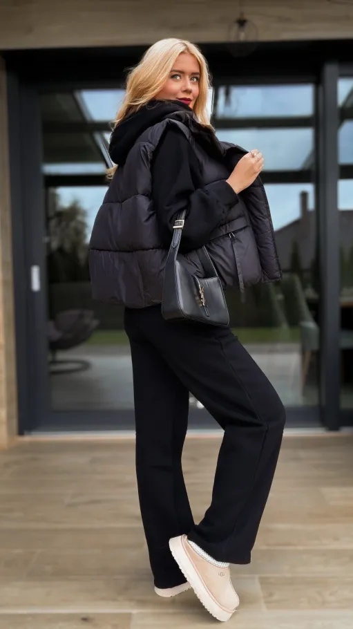 Czarny ocieplany komplet 3 częściowy z bawełny ONE SIZE - R097