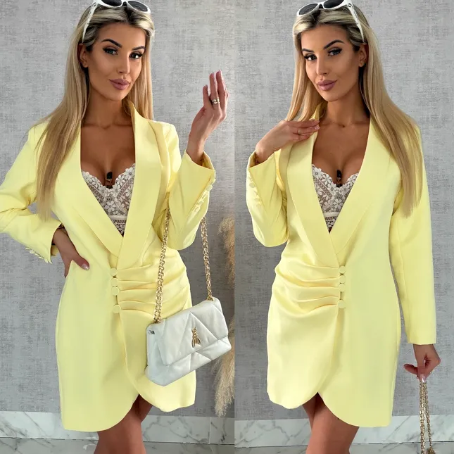 Sukienko marynarka z guzikami KANARKOWA - R491A