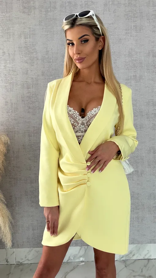 Sukienko marynarka z guzikami KANARKOWA - R491A