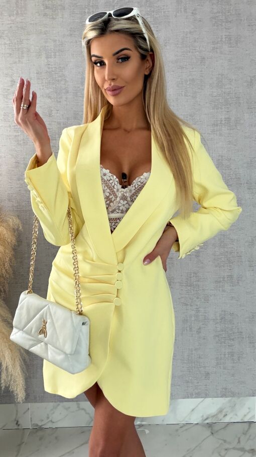 Sukienko marynarka z guzikami KANARKOWA - R491A