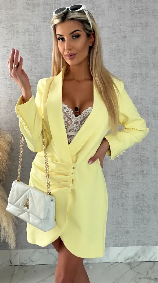 Sukienko marynarka z guzikami KANARKOWA - R491A