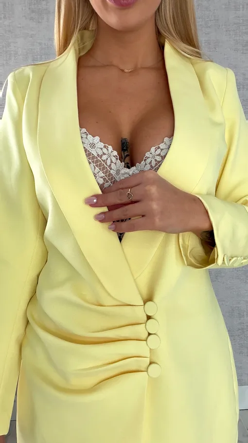 Sukienko marynarka z guzikami KANARKOWA - R491A