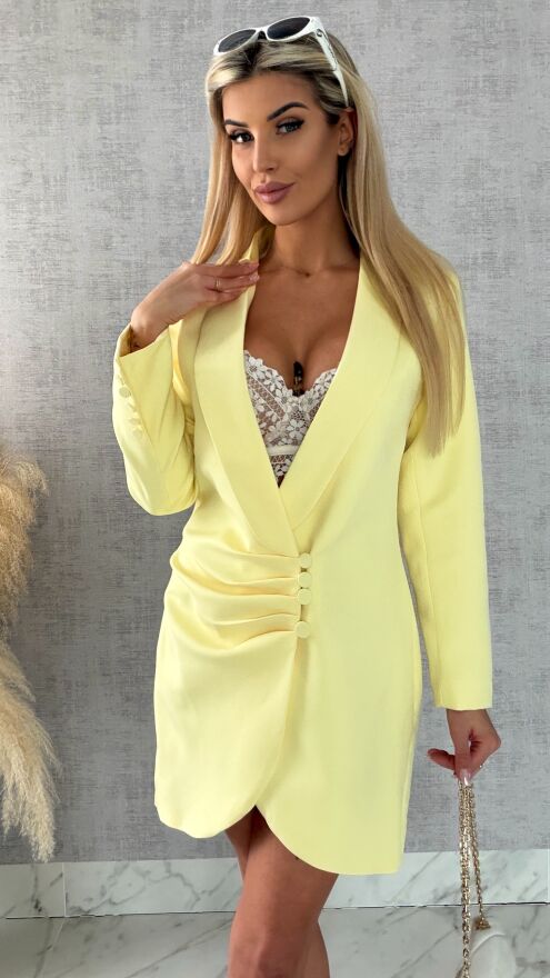 Sukienko marynarka z guzikami KANARKOWA - R491A