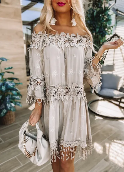 Zwiewna i elegancka sukienka hiszpanka BEŻOWA z wiskozy - M856