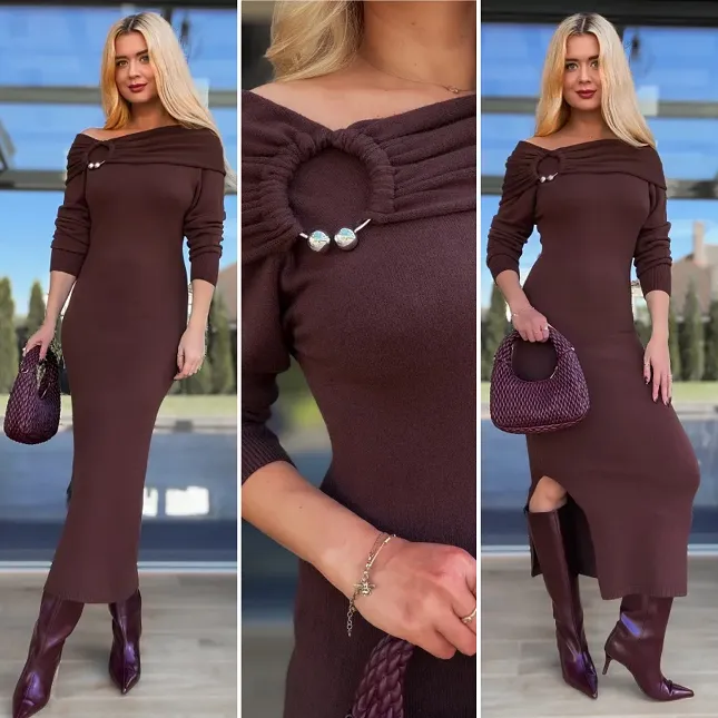 Długa MAXI sukienka dzianinowa w stylu hiszpanki - R082