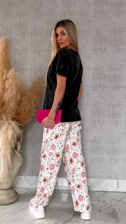 Czarna bluzka t-shirt STAY z cyrkoniami ONE SIZE - R638