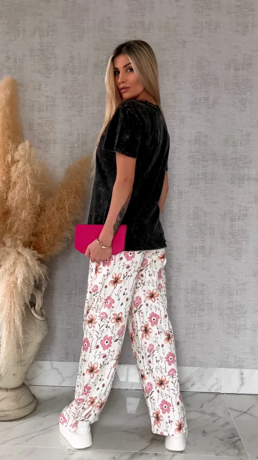 Czarna bluzka t-shirt STAY z cyrkoniami ONE SIZE - R638