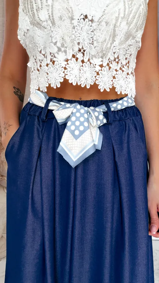 Modne wiosenne spodnie KULOTY ciemno granatowe ONE SIZE - R959A