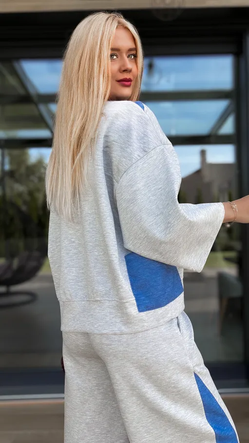 Szara luźna bluza z rękawem 3/4 ONE SIZE - R111