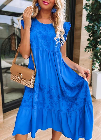 Sukienka haftowana SUMMER blue - K389A