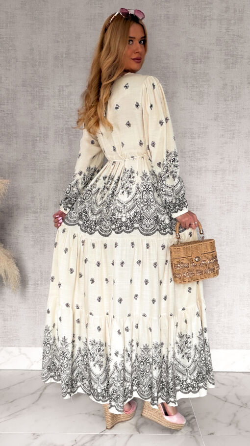 Super luźna MAXI sukienka z modnym letnim printem OVERSIZE - R973