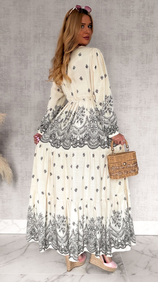 Super luźna MAXI sukienka z modnym letnim printem OVERSIZE - R973