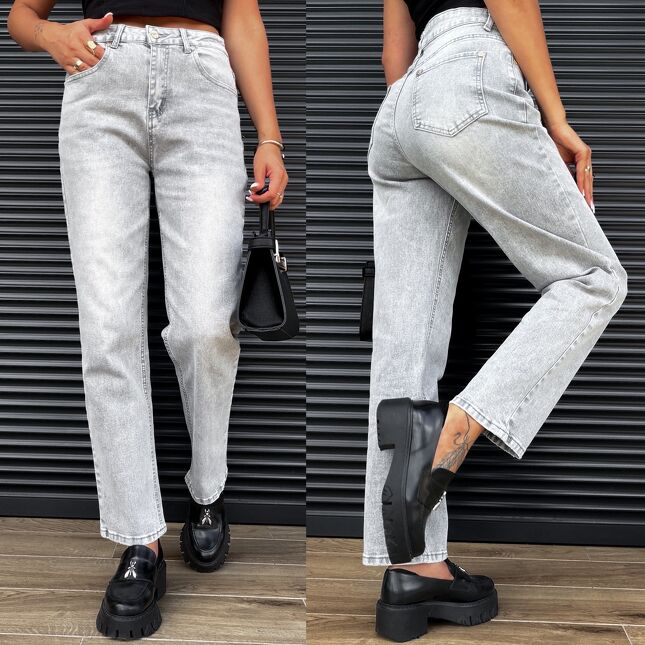 Elastyczne spodnie jeansowe w jasno szarym kolorze GREY JEANS - S043A