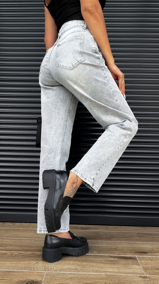 Elastyczne spodnie jeansowe w jasno szarym kolorze GREY JEANS - S043A