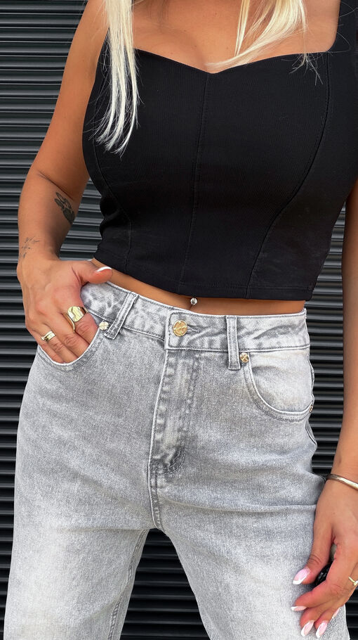 Elastyczne spodnie jeansowe w jasno szarym kolorze GREY JEANS - S043A