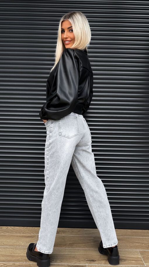 Elastyczne spodnie jeansowe w jasno szarym kolorze GREY JEANS - S043A