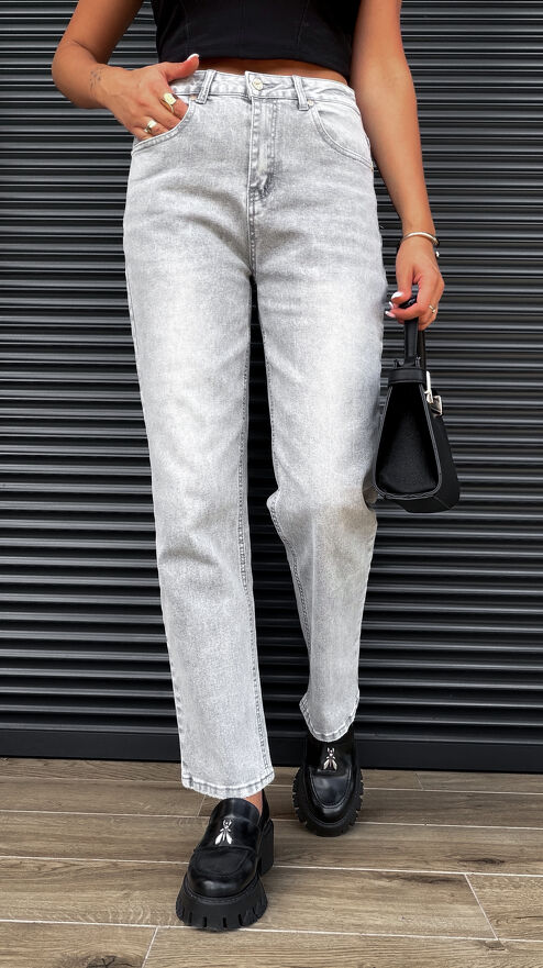 Elastyczne spodnie jeansowe w jasno szarym kolorze GREY JEANS - S043A