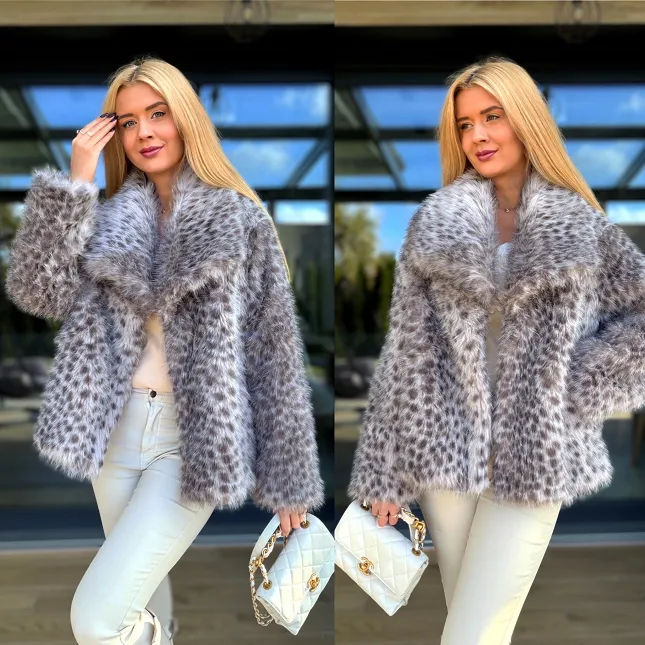 Efektowne futro w panterę ONE SIZE - R125