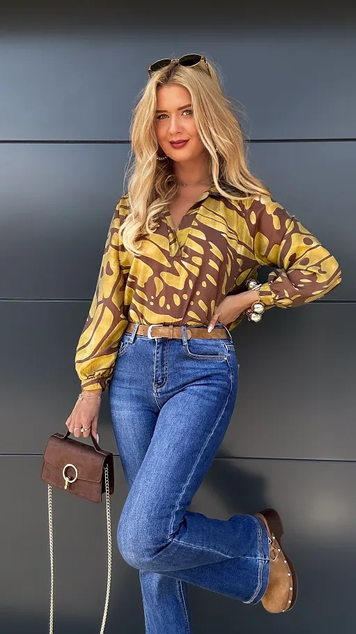 Elastyczne spodnie jeansowe DZWONY z paskiem BLUE JEANS - P995