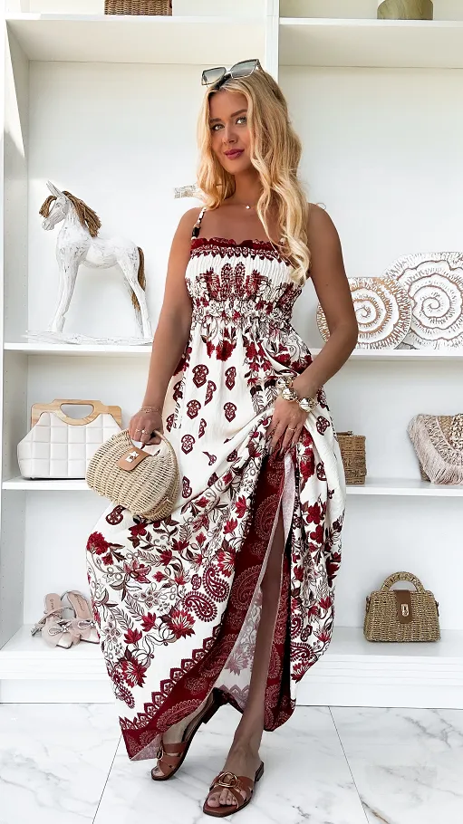 Kwiatowa MAXI sukienka na ramiączkach z wiskozy ONE SIZE - P877