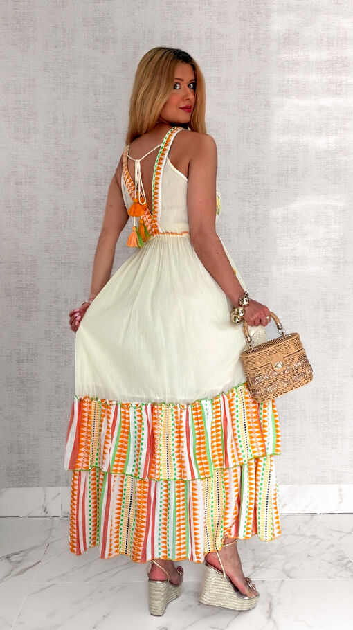 Letnia BOHO maxi sukienka na ramiączkach 100% bawełna - S165