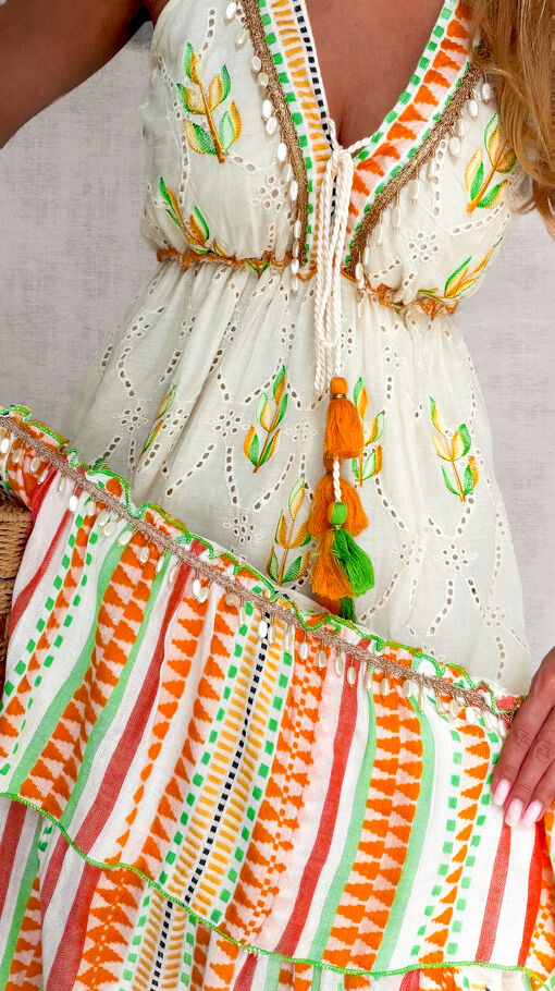 Letnia BOHO maxi sukienka na ramiączkach 100% bawełna - S165