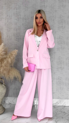 Idealny różowy komplet wiosenny żakiet + spodnie ONE SIZE - R805