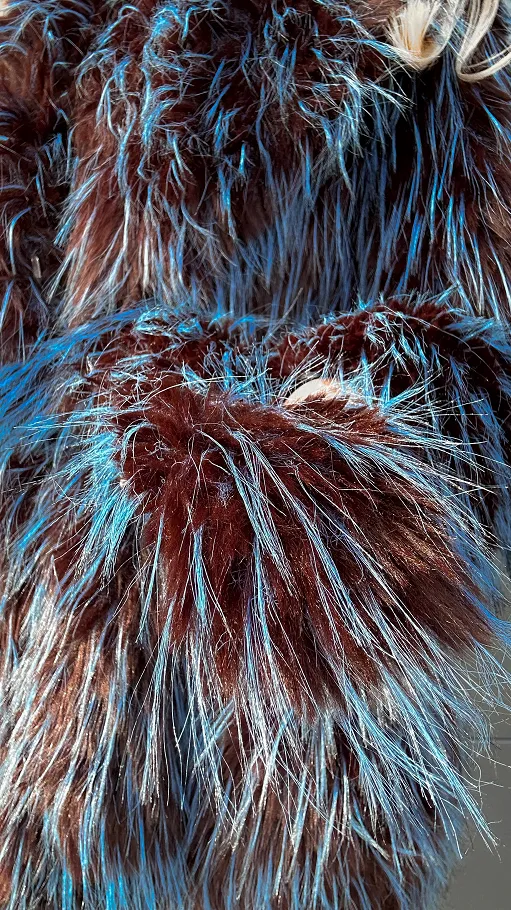 Ekskluzywne futro z wiązaniem BRĄZ z szafirem OVERSIZE - R121