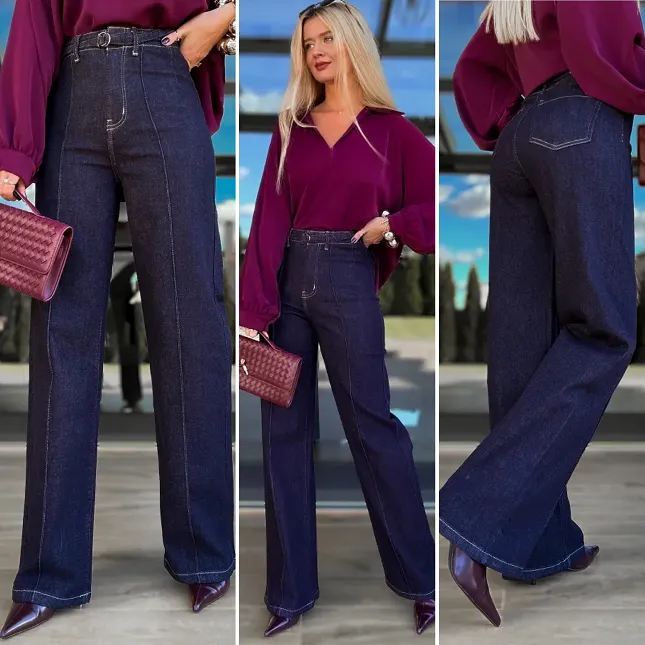 Elastyczne spodnie jeansowe DAD FIT ciemny granat - R133