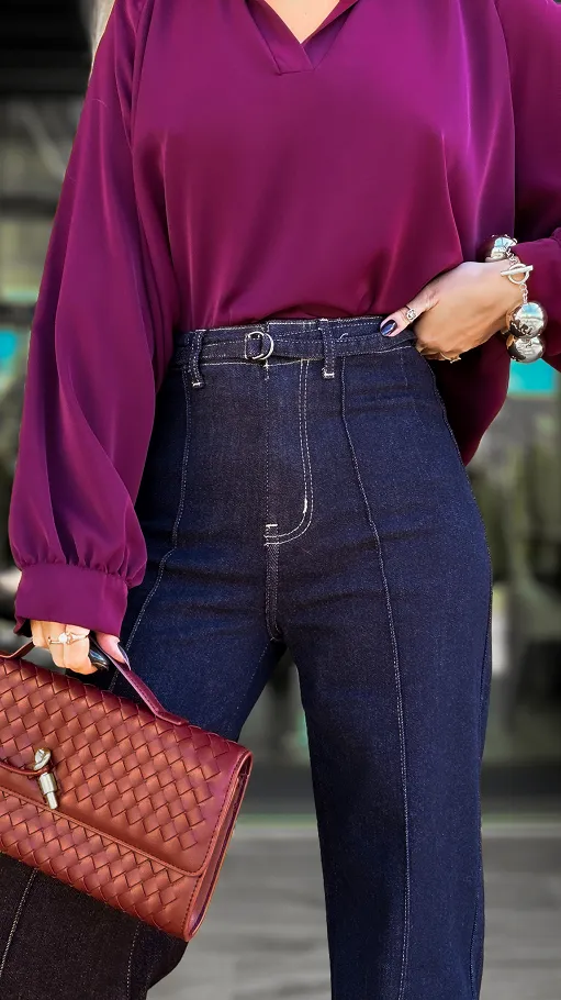 Elastyczne spodnie jeansowe DAD FIT ciemny granat - R133