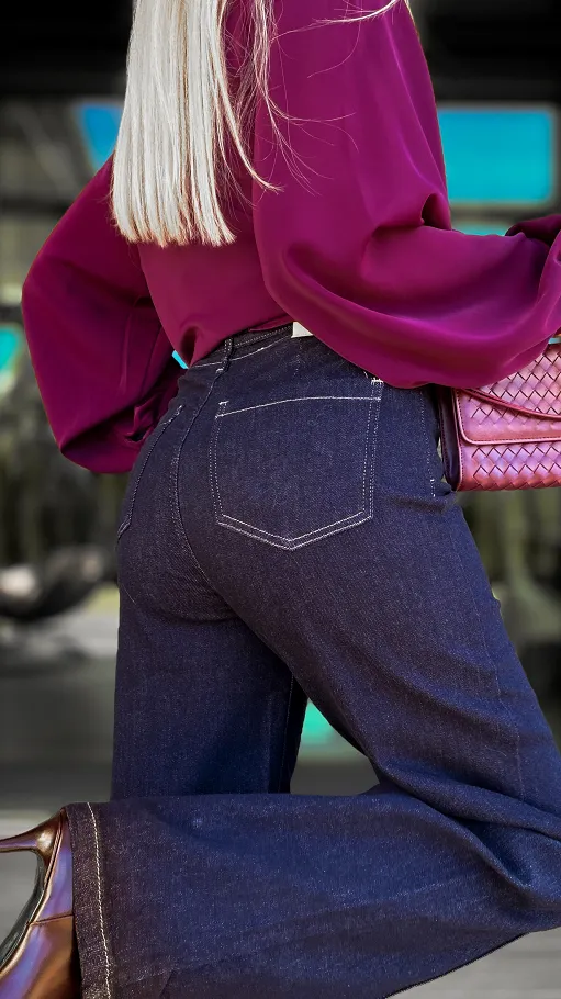 Elastyczne spodnie jeansowe DAD FIT ciemny granat - R133