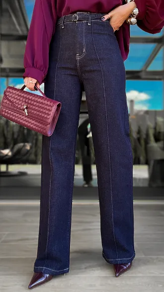 Elastyczne spodnie jeansowe DAD FIT ciemny granat - R133