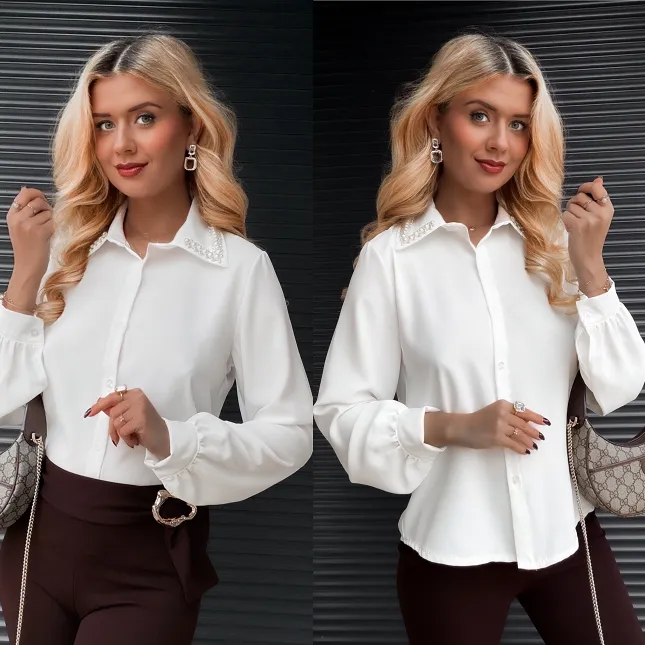 Biała koszula z ozdobnym kołnierzykiem ONE SIZE - R404A